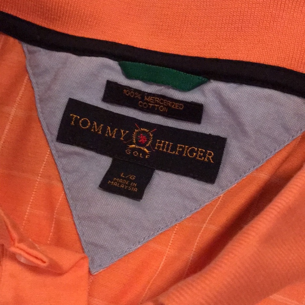 Orange and White Checked Tommy Hilfiger Golf Polo Size Large - Picture 8 of 9